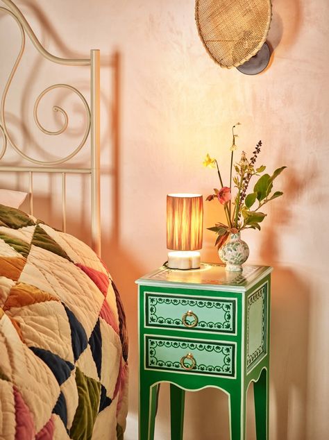 Unusual Bedside Tables, Raffia Table, Mango Wood Bedside Tables, Green Mango, Wood Armoire, Wood Bedside Table, Metal Side Table, Wood Chest, Oliver Bonas