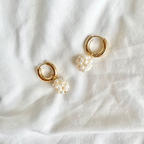 Flower Pearl Earrings, Real Pearl Earrings, Golden Flower, Pearl Jewellery, Real Pearls, Pearl Flower, Gold Flower, Jewelry Inspo, Gold Plated Earrings