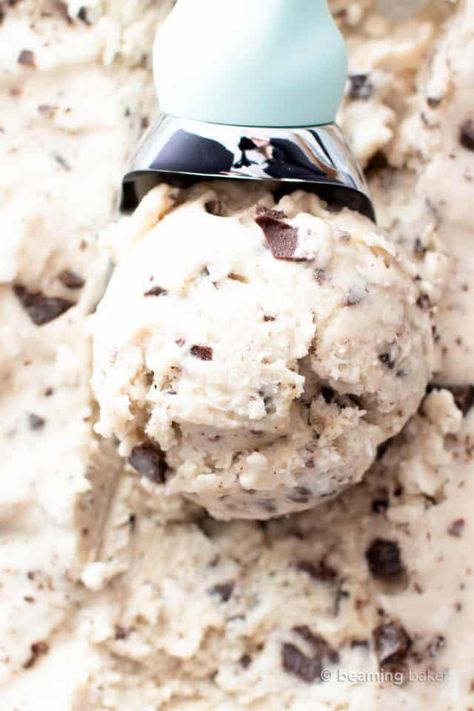 Coconut Chocolate Chip Vegan Ice Cream Recipe – Homemade! - Beaming Baker Paleo Ice Cream, Vegan Ice Cream Recipe, Healthy Ice Cream Recipes, Dairy Free Ice Cream, Coconut Chocolate, Homemade Ice Cream Recipes, Chocolate Chip Ice Cream, Healthy Ice Cream, Banana Ice Cream