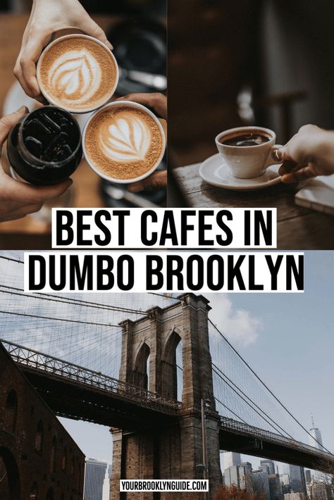 12 Best DUMBO Cafes to Check Out - Your Brooklyn Guide Nyc Cafes, Brooklyn Things To Do, Brooklyn Coffee Shop, Brooklyn Aesthetic, Brooklyn Cafe, Dumbo New York, Brooklyn Guide, Nyc Sightseeing, Nyc Xmas