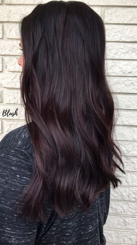 Mauve Mocha Brunette Maroon Balayage Blush on the Blvd Matrix color sync Fall hair @cassandra_speer Maroon Balayage, Pelo Color Vino, Plum Hair, Dark Brunette Hair, Matrix Color, Ombre Hair Blonde, Blush On, Hair Color Highlights, Ombre Hair Color