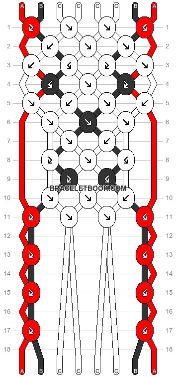 Normal pattern #157869 | BraceletBook Emo Friendship Bracelets Patterns, Skull Bracelet Pattern, Goth Autumn, Bracelet Template, Spooky October, Scary Skeleton, String Bracelet Patterns, Spooky Fall, Fall October