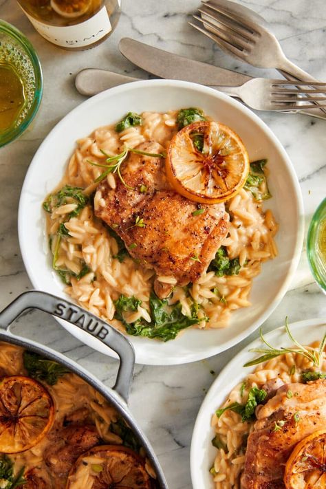 Lemon Chicken And Orzo, Lemony Orzo, Damn Delicious Recipes, Chicken And Orzo, Lemon Orzo, Chicken Orzo, One Pot Chicken, Juicy Chicken, Chicken Flavors