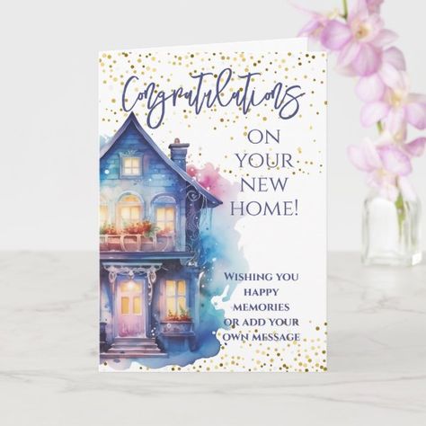 Congratulations On Your New Home Watercolor Card Home Watercolor, Congratulations Cards, Watercolor Card, Free Birthday Invitations, Free Birthday Invitation Templates, Happy Memories, Congratulations Card, All Craft, Free Birthday Stuff