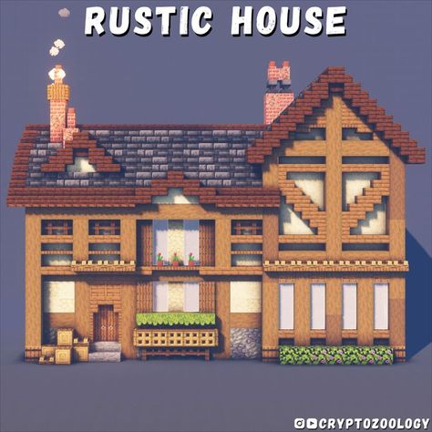 Minecraft large rustic house! Tutorial on my YouTube! Minecraft Essentials, Minecraft Building Designs, Minecraft Starter House, Rumah Minecraft Sederhana, House Tutorial, Minecraft House Plans, Minecraft Cottage, Minecraft House Tutorials, Minecraft Room