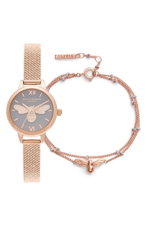 Olivia Burton | Nordstrom Street Style Accessories, Ready Outfits, Bee Bracelets, Rose Gold Pendant Necklace, Bugs Life, The Bees Knees, Round Watch, Burton Women, Whimsical Style