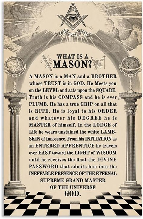 Amazon.com: The Masonic Exchange What Is A Mason Poster (18" x 24'): Posters & Prints Mason Symbols, Cemetery Symbols, Freemasonry Art, Freemason Quotes, Freemason Secrets, Prince Hall Mason, Moorish Science, Free Masons, Masonic Art