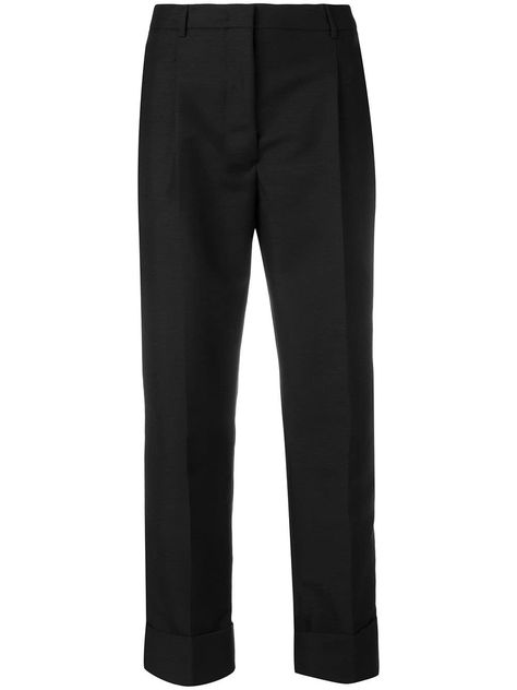 PRADA PRADA TAILORED FIT TROUSERS - BLACK. #prada #cloth Prada Collection, Wardrobe Edit, Fitted Trousers, Exclusive Fashion, Fashion House, Pants Straight, Italian Fashion, Straight Leg Pants, Bottoms Pants