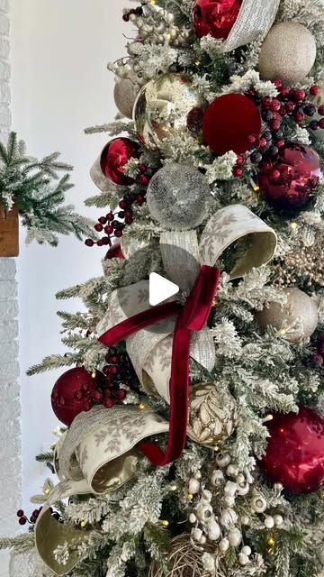 Adriene | Christmas Tree Decorator on Instagram: "We decided to go burgundy this year and we ♥️ it!!
The sparkling lights on this @kingofchristmas tree is the perfect touch! 

#sparkjoy #christmas2024 #tistheseason #christmas #ribbon #ornaments #burgundy #christmasonthebeach #christmastree #christmasiscoming #itstime" Silver And Burgundy Christmas Tree, Red And Burlap Christmas Tree, Burgundy Christmas Tree, Grey Christmas Tree, Christmas Tree Ribbon Ideas, Tree Ribbon Ideas, Burgundy Christmas, Rustic Wreaths, Burlap Christmas Tree