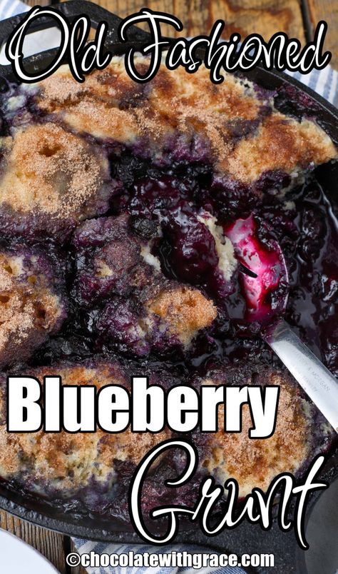 Blueberry Grunt Blueberry Recipes No Bake, Blueberry Grunt Recipe, Blueberry Dumplings, Blueberry Grunt, Blueberry Crunch, Homemade Blueberry Pie, Blackberry Dessert, Sweet Dumplings, Blueberry Pie Filling