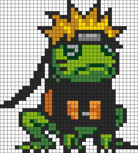 Uzumaki Naruto Frog Mode Sprite Perler Bead Pattern / Bead Sprite Perler Sprites, Perler Bead Patterns Naruto, Naruto Perler Beads Pattern, Naruto Perler Beads, Frog Hama Beads, Cute Frog Perler Bead, Tree Frog Perler Bead Pattern, Mushroom Frog Perler Beads, Anime Sprites Pixel Art