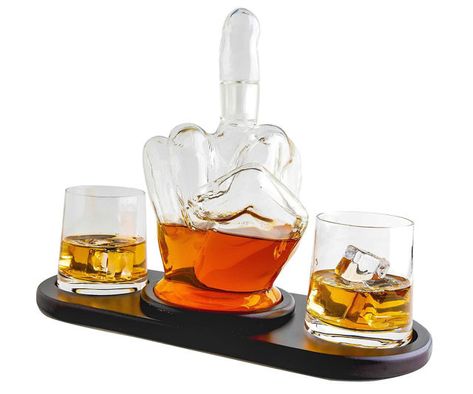 Whisky Decanter Set, Wine Decanter Set, Flip Off, Alcohol Dispenser, Whisky Decanter, Whiskey Decanter Set, Funny Gift Ideas, Quirky Home, Husband Gifts