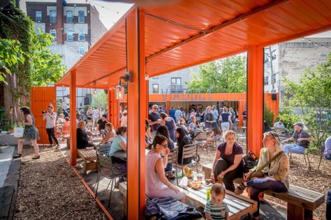 The plug and play city: how shipping containers are changing infrastructure Beer Garden Ideas, Container Restaurant, Visit Philadelphia, Summer Beer, Food Park, Restaurant Patio, Container Architecture, Urban Fabric, Outdoor Restaurant