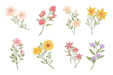 Spring Flower Drawing, Painting Small Flowers, Spring Flowers Background, Floral Stationery, Watercolor Floral Pattern, Flower Collection, 카드 디자인, Floral Branch, Spring Wallpaper