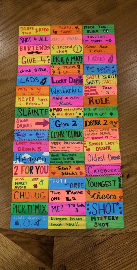 Drunk Jenga Teen Party Games Drinking, Jenna Drinking Game, Black Out Or Back Out Game Diy, Diy Drinking Jenga, Jenga Drinking Game Diy Dirty, Diy Drinking Card Game, Drinking Cards Diy, Tipsy Land Game Diy, Survivor Drinking Game