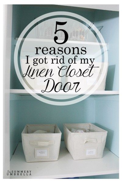 5 Reasons I got rid of my linen closet door Small Bathroom Linen Closet Door Ideas, Bathroom Closet No Door Ideas, No Door Linen Closet Ideas, Linen Closet Without Door, Hallway Linen Closet Door Ideas, Hall Closet Without Doors, Doorless Linen Closet, Small Linen Closet Doors, Linen Closet Update