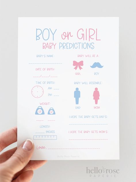 Gender Reveal or Baby Shower Game 
Boy or Girl Baby Predictions
Pink and Blue printable game
#genderreveal #genderrevealideas #genderrevealparty #genderrevealpartyideas #genderrevealgames #genderrevealpinkorblue #genderrevealdecor #pinkorblue #boyorgirl #whatwillbabybe #babypredictions #babyshowergames Gender Reveal Quiz, Gender Reveal Itinerary, Gender Reveal Planning Checklist, Gender Reveal Ideas Games, Boy Or Girl Prediction, Baby Gender Predictor, Birth Reveal, Gender Predictor, Ducky Baby Showers