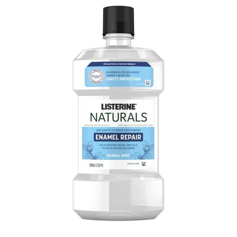 LISTERINE® NATURALS Enamel Repair Mouthwash in Herbal Mint Flavor image 1 Listerine Mouthwash, Listerine Cool Mint, Antiseptic Mouthwash, Prevent Bad Breath, Alcohol Free Mouthwash, Mouth Rinse, Oral Care Routine, Mouthwash, Oral Care