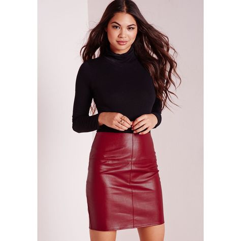 Missguided Faux Leather Mini Skirt ($31) ❤ liked on Polyvore featuring skirts, mini skirts, burgundy, imitation leather skirt, vegan leather skirt, burgundy faux leather skirt, burgundy skirt and missguided skirt Purple Leather Skirt Outfit, Burgundy Leather Skirt Outfit, Red Leather Skirt Outfit, Faux Leather Skirt Outfit, Red Skirt Outfits, Leather A Line Skirt, Faux Leather Mini Dress, Red Leather Skirt, 6th Form