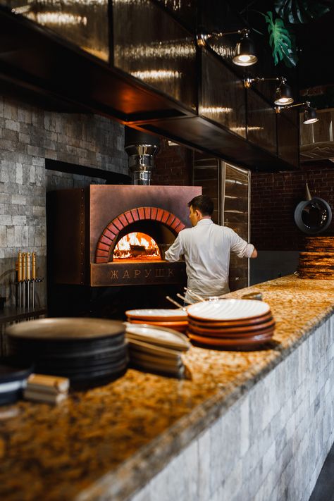 Fathers & Sons restaurant on Behance Brick Oven Restaurant, Funky Pizza Restaurant, Pizza Restaurant Design Interior, Pizza Restaurant Design, Pizza Oven Restaurant, Brick Interior Design, Pizza Display, Indoor Pizza Oven, Pizzeria Design