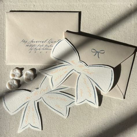 Save The Date Ribbon, Simple Save The Dates, Ribbon Envelope, Creative Save The Date, Save The Date Envelope, Coquette Wedding, Bow Invitation, Coquette Core, Bow Wedding