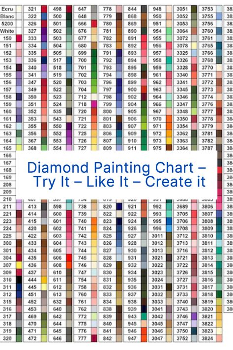 Diamond Painting Jewelry, Diamond Painting Pattern Free, Free Diamond Painting Patterns, Printable Diamond Painting Patterns, Diamond Dotz Patterns Free, Diamond Art Color Chart, Dmc Floss Chart Printable Free, Diy Diamond Painting Pattern, Diamond Art Patterns