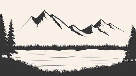 Mountains vector.Mountain range silhouette isolated vector illustration. Mountains silhouette Vector Mountain, Illustration Clip Art, Mountain Silhouette, Video Design, Digital Art Beginner, Silhouette Free, Videos Design, Mountain Range, Graphic Illustration