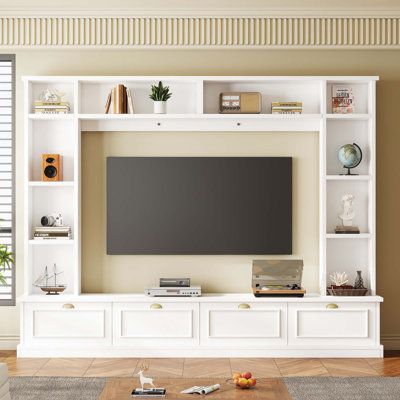 Entertainment Center With Bookshelves, Wall Mount Entertainment Center, Large Entertainment Center, Cabinet Bookshelf, Tv Console Modern, Entertainment Wall Units, Tv Stand Cabinet, Entertainment Wall, Wine Cabinet