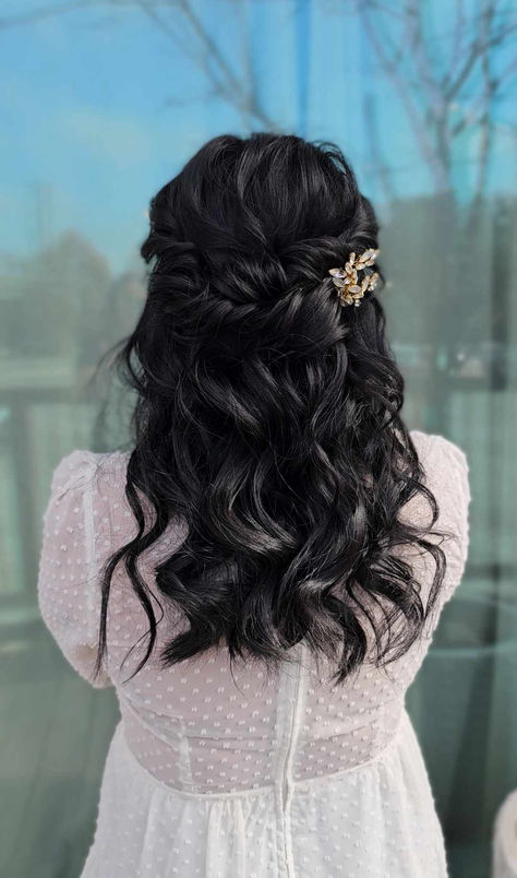 San Antonio best bridal hair, San Antonio #1 bridal hairstylist Wedding Hairstyles Black Hair Half Up, Halloween Wedding Hairstyles, Bride Hairstyles Black Hair, Black Hair Bride, Wedding Hair Black, Half Down Bridal Hair, Half Up Half Down Bridal Hair, Down Bridal Hair, Mexican Style Wedding