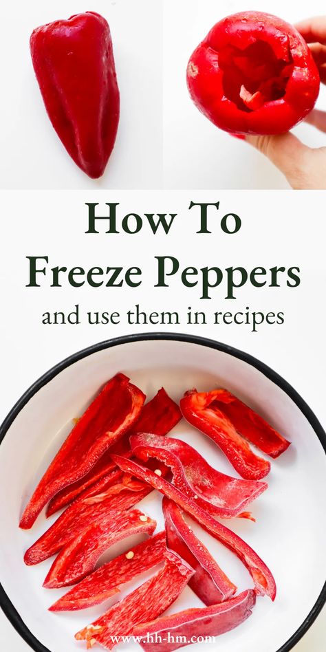 Not sure whether you can or how to freeze peppers? You can, frozen bell peppers can be used in stir-fries, curries, soups or egg dishes! Freezing Roasted Peppers, How To Freeze Peppers, Freeze Peppers, Freezing Bell Peppers, Freezing Peppers, Food Preserving, Preserving Foods, Canning Ideas, Grilled Peppers