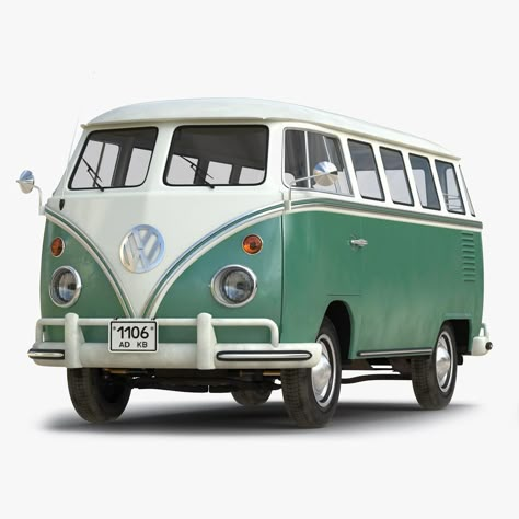 Volkswagen Type 2 Green 3D Model #AD ,#Type#Volkswagen#Model#Green Van Drawing, Volkswagen Type 2, Concept Draw, Volkswagen Van, Green Vans, Vintage Png, Volkswagen Models, Real Model, 3ds Max Models