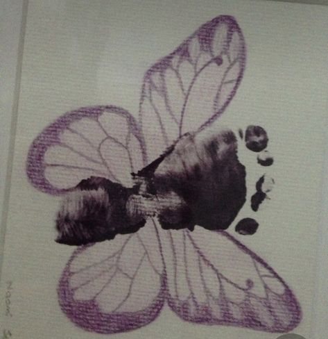 Butterfly Footprints Tattoo, Footprint Butterfly Tattoo, Ena Tattoo, Baby Foot Print Tattoo Ideas, Foot Butterfly Tattoo, Baby Foot Print Tattoo, Fox Racing Tattoos, Foot Print Tattoo