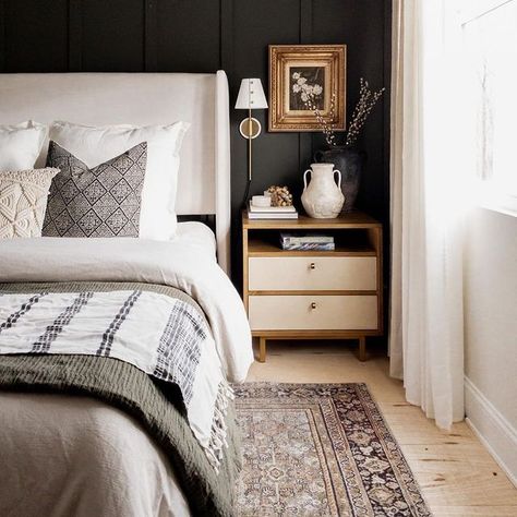 Tera Sassin (@terasassin) • Instagram photos and videos Transitional Decor Bedroom, Cozy Minimalist, Cottage Style Homes, Iron Ore, Primary Bedroom, Sleep Tight, Bedroom Refresh, Master Bedrooms Decor, Black Walls