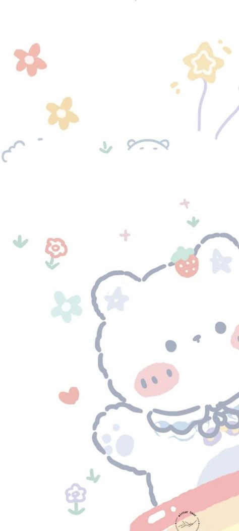 Bear Kawaii Wallpaper, Simple Kawaii Wallpaper, Simple Korean Wallpaper, Wallpaper Iphone Korean, Korean Wallpaper Iphone Cute, Korean Wallpaper, Cute Home Screen Wallpaper, Iphone Wallpaper Cat, Wallpaper Wa