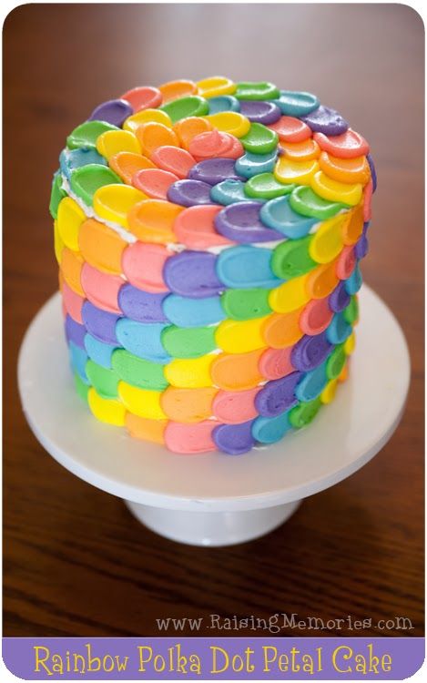 Rainbow Petal Cake, Rainbow Swirl Cake, Cake With Rainbow, Polka Dot Cake, Polka Dot Birthday Party, Black Frosting, Dot Cake, Rainbow Layer Cakes, Polka Dot Cakes