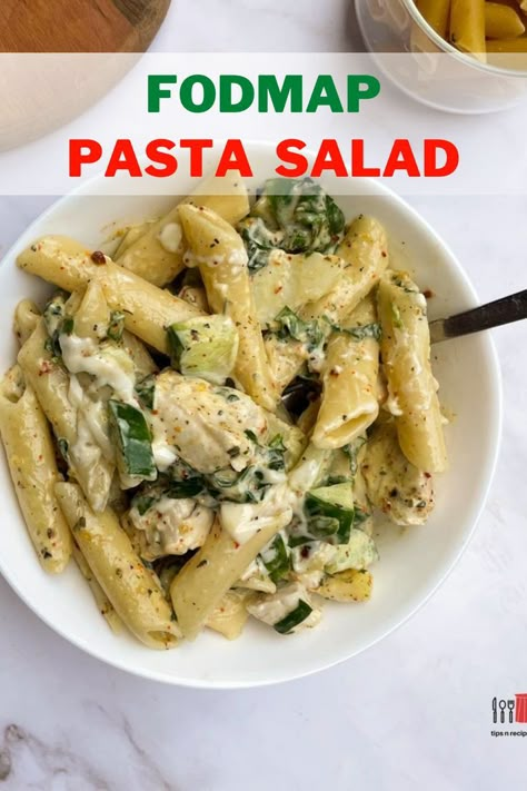 CHICKEN PASTA SALAD FODMAP Low Fodmap Macaroni Salad, Low Fodmap Pasta Salad Recipes, Low Fodmap Potluck Recipes, Fodmap Pasta Recipes, Low Fodmap Pasta Sauce, Low Fodmap Salad Recipes, Low Fodmap Pasta Salad, Low Fodmap Pasta Recipes, Fodmap Pasta Salad