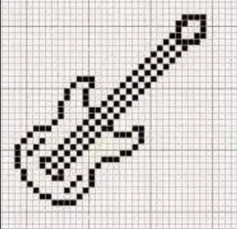 Guitar Bordados Aesthetic, Guitar Patterns, Loom Knitting Patterns, Graph Paper Art, Cool Pencil Drawings, Tom Kaulitz, Perler Patterns, Graph Paper, Alpha Patterns