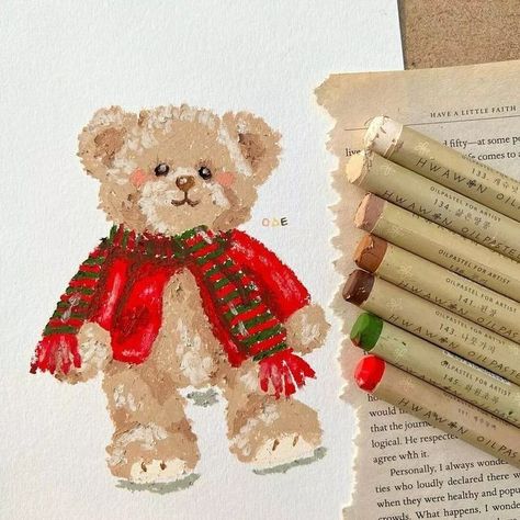 Cute Teddy Bear Drawing, Teddy Bear Drawing, Oil Pastel Drawings Easy, Soft Pastel Art, Oil Pastels Painting, Pastel Crayons, Bear Drawing, Oil Pastel Paintings, Cute Teddy Bear