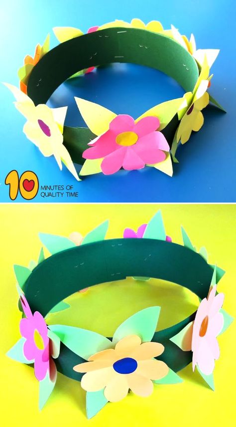 Luau Crafts, Crown Activity, Hawaii Crafts, Summer Crafts For Toddlers, Paper Flower Crown, Hawaiian Crafts, Crown Crafts, Spring Crafts For Kids, Kraf Diy