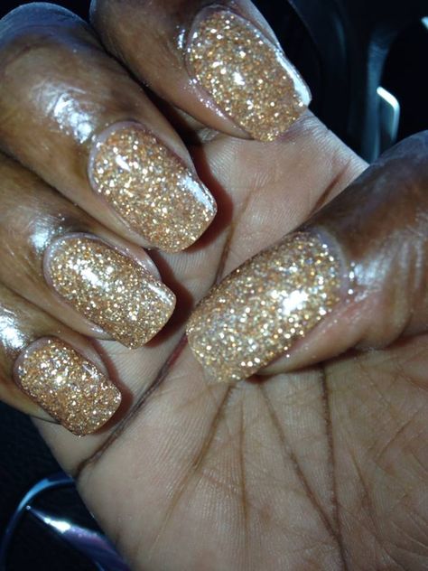 Nexgen Nails-Gold Glitter Sparkly Gold Nails, Gold Sparkly Nails, Glitter Nail Paint, Gold Sparkle Nails, Nexgen Nails, Sweet 16 Nails, Gel Nails French, Silver Glitter Nails, Glitter Nails Acrylic