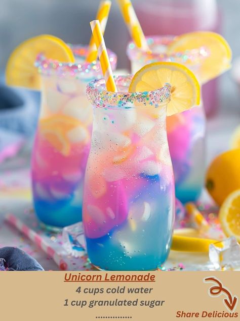 Yummy Summer Drinks, Fun Drink Recipe, Iced Drinks Recipes, Pretty Alcoholic Drinks, Summer Drinks Alcohol, Colorful Desserts, Drink Recipes Nonalcoholic, Candy Drinks, Summer Smoothies