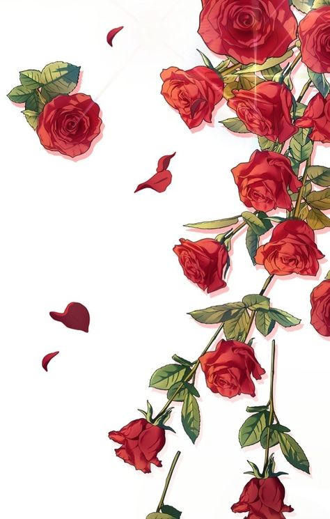 Rose Cartoon Wallpaper, Rose Flower Aesthetic Drawing, Rose Png For Editing, Alucard Edit, Manhwa Flowers, Rose Anime, Rose Petals Falling, Book Cover Design Template, Rosé Png