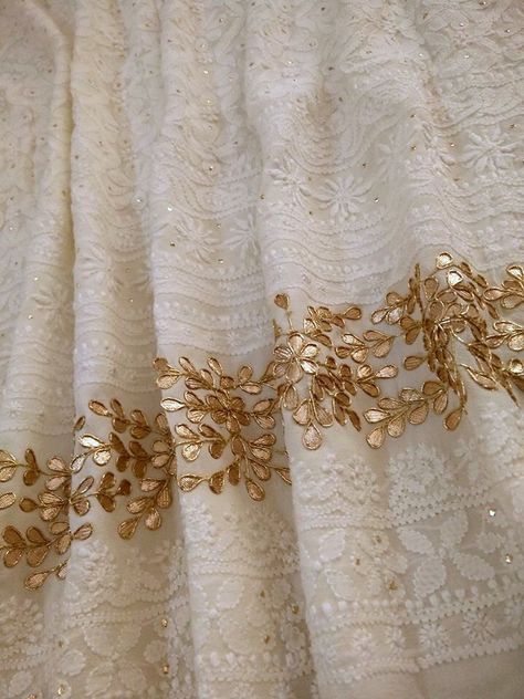 Embroidery Fabric Indian, Chikankari Kurti, Chikankari Suits, Zardozi Embroidery, Lucknowi Chikankari, Gotta Patti, Indian Couture, Blouse Design Models, Embroidery Blouse Designs