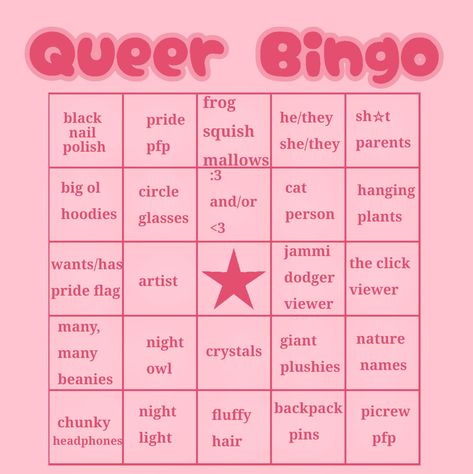 Lesbian Stereotype Bingo, Gender Fluid Bingo, Bottom Bingo, Lgbtq Bingo, Bingo Meme, Gay Bingo, Fill The Jars Template, Friend Bingo, Fun Templates