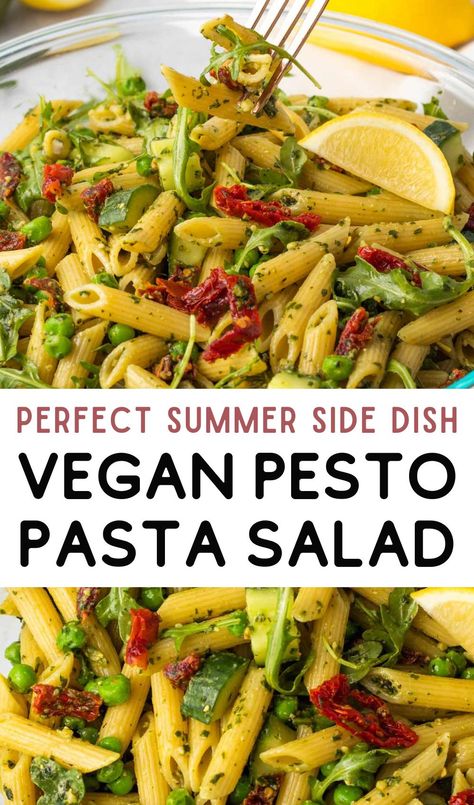 This Vegan Pesto Pasta Salad is the perfect summer side dish for everyone in the family. Very easy to make, and it only takes six ingredients. Pasta Salad With Kale, Summer Pesto Pasta, Easy Vegan Pesto, Vegan Pesto Pasta Salad, Pasta Salad Summer, Summer Pesto, Cashew Pesto, Vegan Pesto Pasta, Dairy Free Pesto