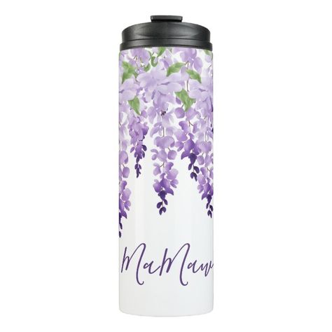 Wisteria Flowers, Homemade Holiday Gifts, Light Purple Flowers, Lavender Sage, Flower Cup, Soft Lavender, Elegant Watercolor, Tumbler Cups Diy, Wedding Party Gifts