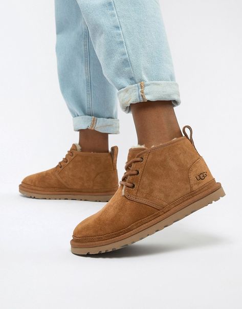 UGG UGG NEUMEL CHESTNUT LACE UP ANKLE BOOTS-TAN. #ugg #shoes Ugg Neumel Outfit, Neumel Uggs, Shoe References, Ugg Ugg, Ugg Ankle Boots, Ugg Style Boots, Ugg Neumel, Doc Martens Boots, Tokyo Street Fashion