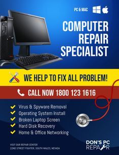 Computer Repair Business, Computer Maintenance, Computer Repair Services, Computer Service, Gadgets Technology Awesome, Cool Electronics, Best Computer, Laptop Repair, Business Flyer Templates