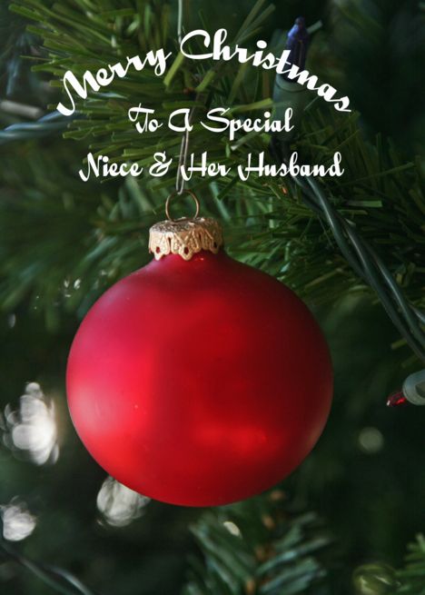 Red Ornament Special Niece & Her Husband Christmas Card #Ad , #AD, #Special, #Ornament, #Red, #Niece Husband Christmas Card, To My Niece, Grandpa Christmas, Fun Birthday Card, Inspiration Art Ideas, Law Christmas, Birthday Card Messages, Brother Christmas, Grandmas Christmas