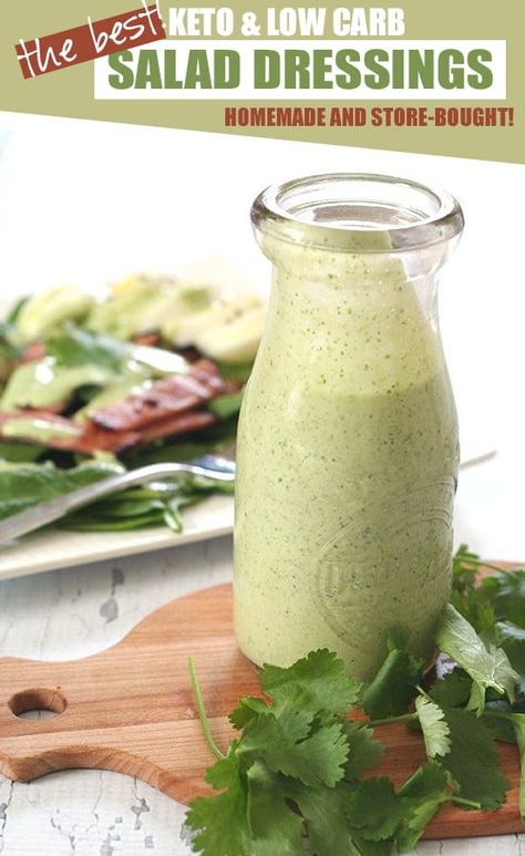 Keto Salad Dressing Recipes, Homemade Dressing Recipe, Low Carb Salad Dressing, Creamy Cilantro Dressing, Keto Salad Dressing, Diet Salad Recipes, Keto Sauces, Keto Salad, Salad Diet